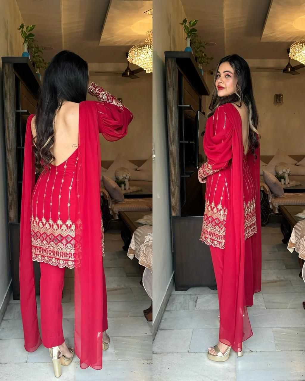 Ynf Faux Georgette RIN222 Decent Suits & Dresses Wholesale Embroidery Suits Georgette Suit Zari Work Suit Manufacturer
