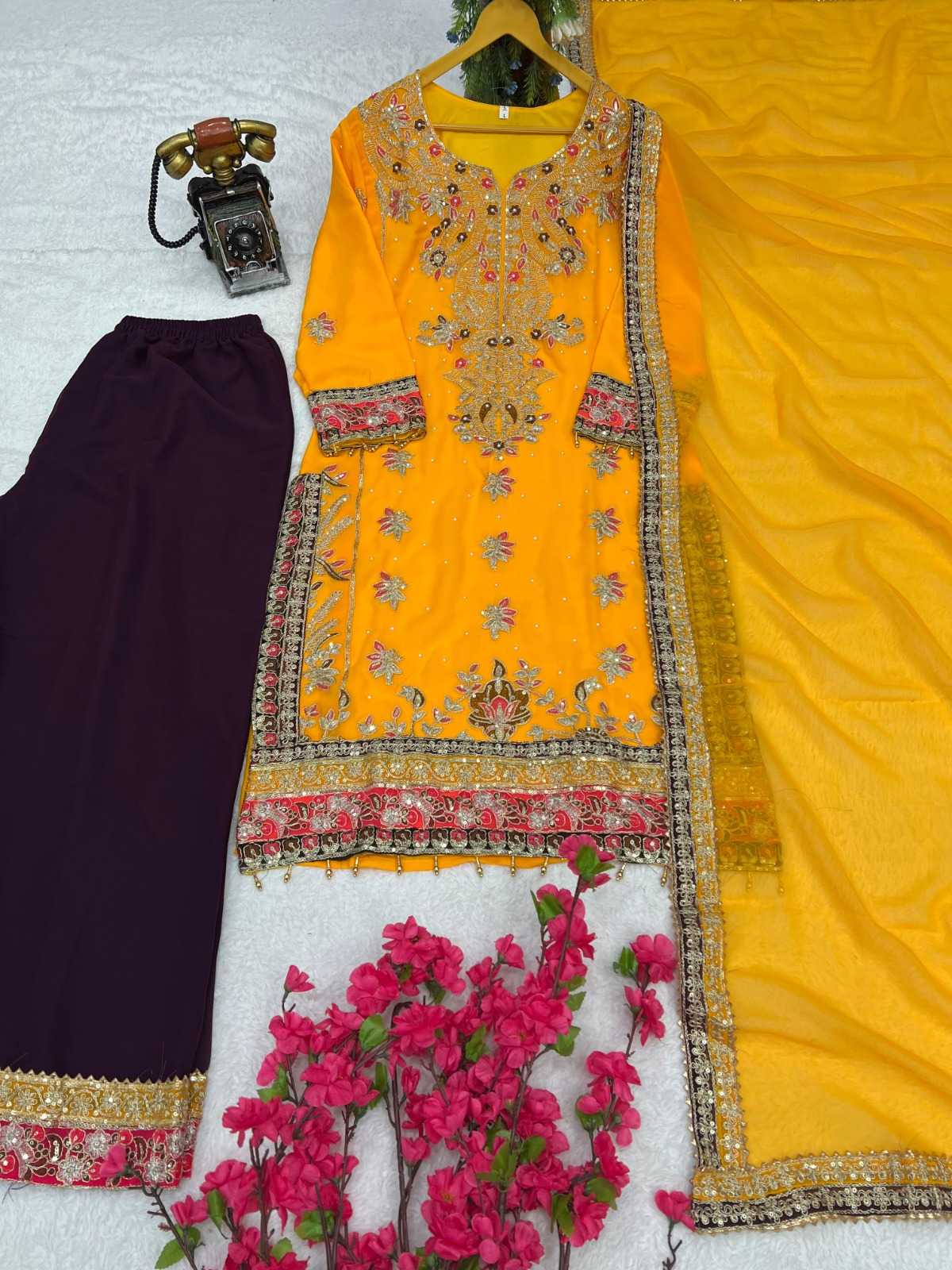 Ynf Faux Georgette RIN222 PINCY Kurti Wedding Collections Wholesale Georgette Kurti Silk Kurtis Haldi Outfits Manufacturer
