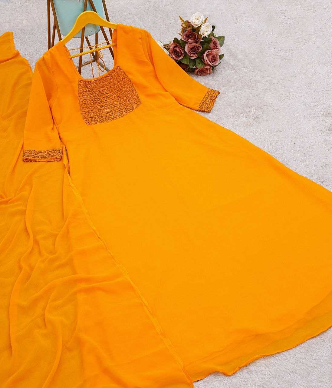 Ynf Faux Georgette RIN226 INCH Gowns Wedding Collections Festive Collections Wholesale Georgette Gown Party Wear Gowns Gown With Dupatta Manufacturer