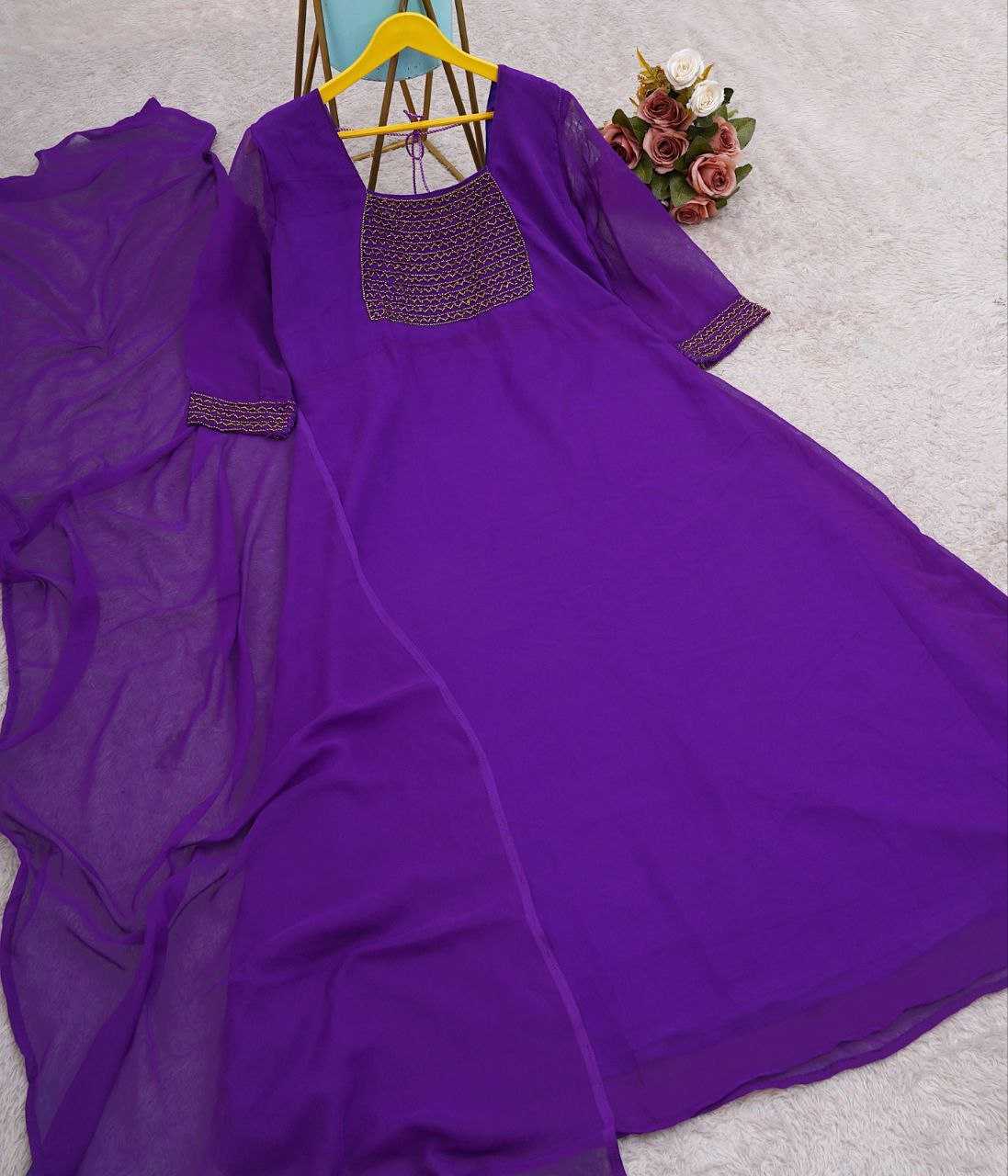 Ynf Faux Georgette RIN226 INCH Gowns Wedding Collections Festive Collections Wholesale Georgette Gown Party Wear Gowns Gown With Dupatta Manufacturer