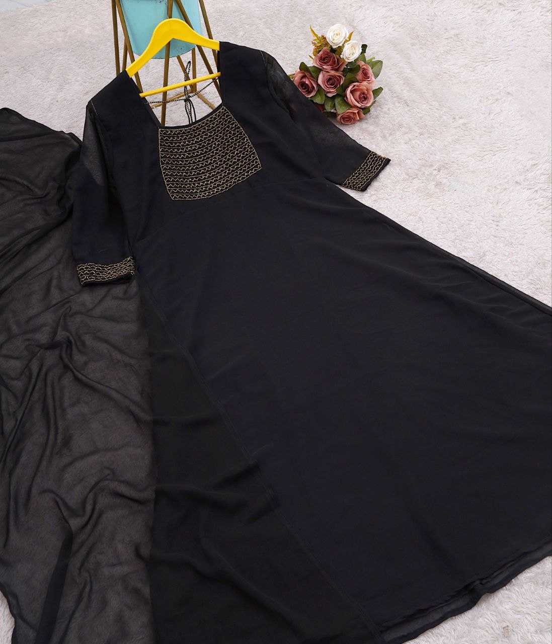 Ynf Faux Georgette RIN226 INCH Gowns Wedding Collections Festive Collections Wholesale Georgette Gown Party Wear Gowns Gown With Dupatta Manufacturer