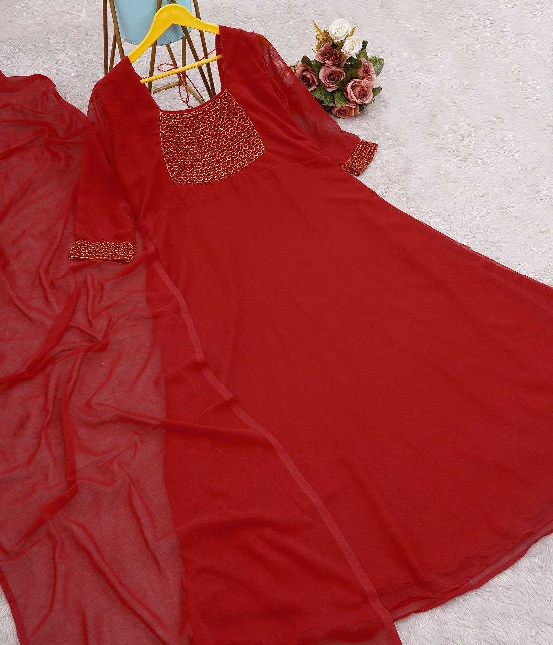 Ynf Faux Georgette RIN226 INCH Gowns Wedding Collections Festive Collections Wholesale Georgette Gown Party Wear Gowns Gown With Dupatta Manufacturer
