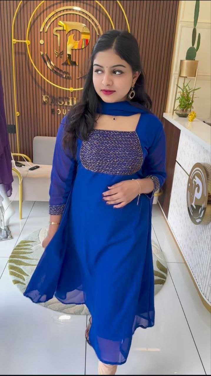 Ynf Faux Georgette RIN226 INCH Gowns Wedding Collections Festive Collections Wholesale Georgette Gown Party Wear Gowns Gown With Dupatta Manufacturer
