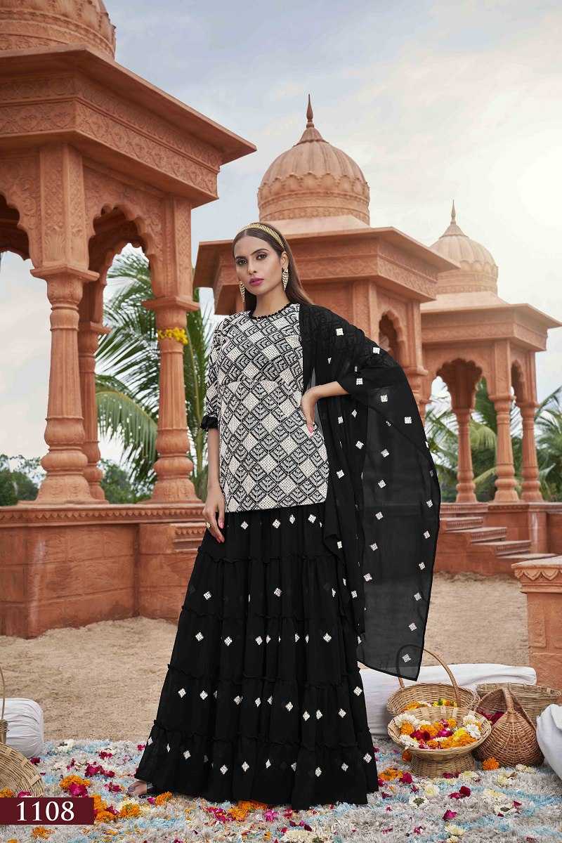 Ynf Faux Georgette RIN227 1108 Suits & Dresses Wedding Collections Festive Collections Wholesale Indo Western Dresses Georgette Suit Embroidered Suits Manufacturer