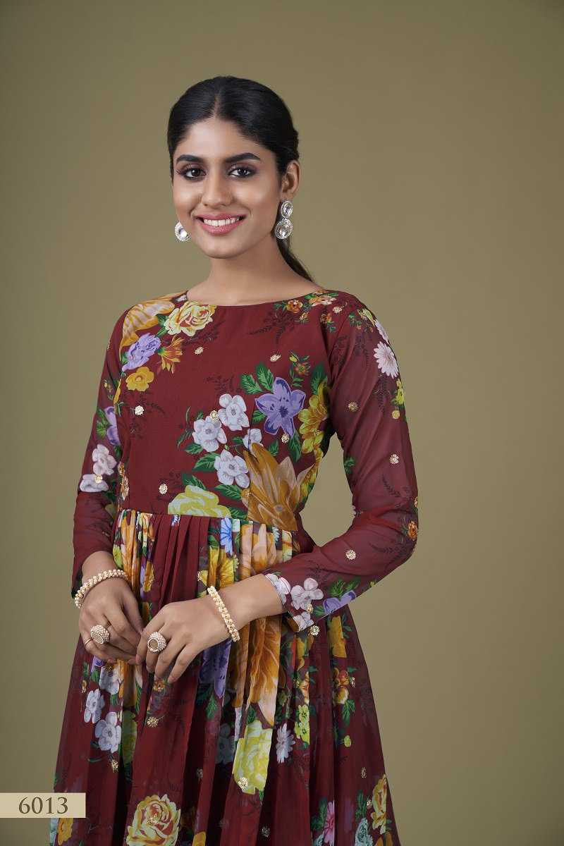 Ynf Faux Georgette RIN227 6013 Gowns Wholesale Georgette Gown Manufacturer