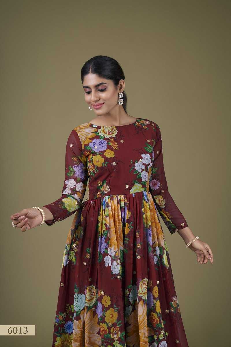 Ynf Faux Georgette RIN227 6013 Gowns Wholesale Georgette Gown Manufacturer