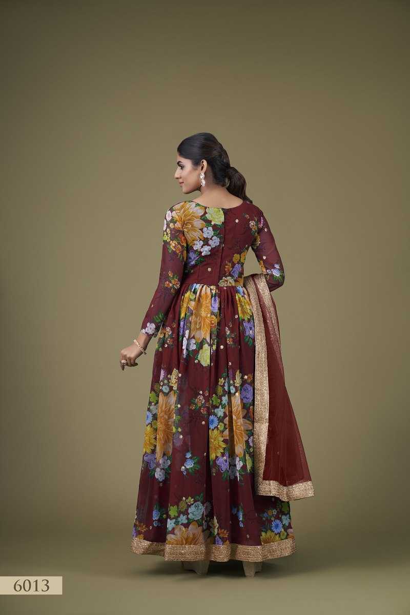Ynf Faux Georgette RIN227 6013 Gowns Wholesale Georgette Gown Manufacturer