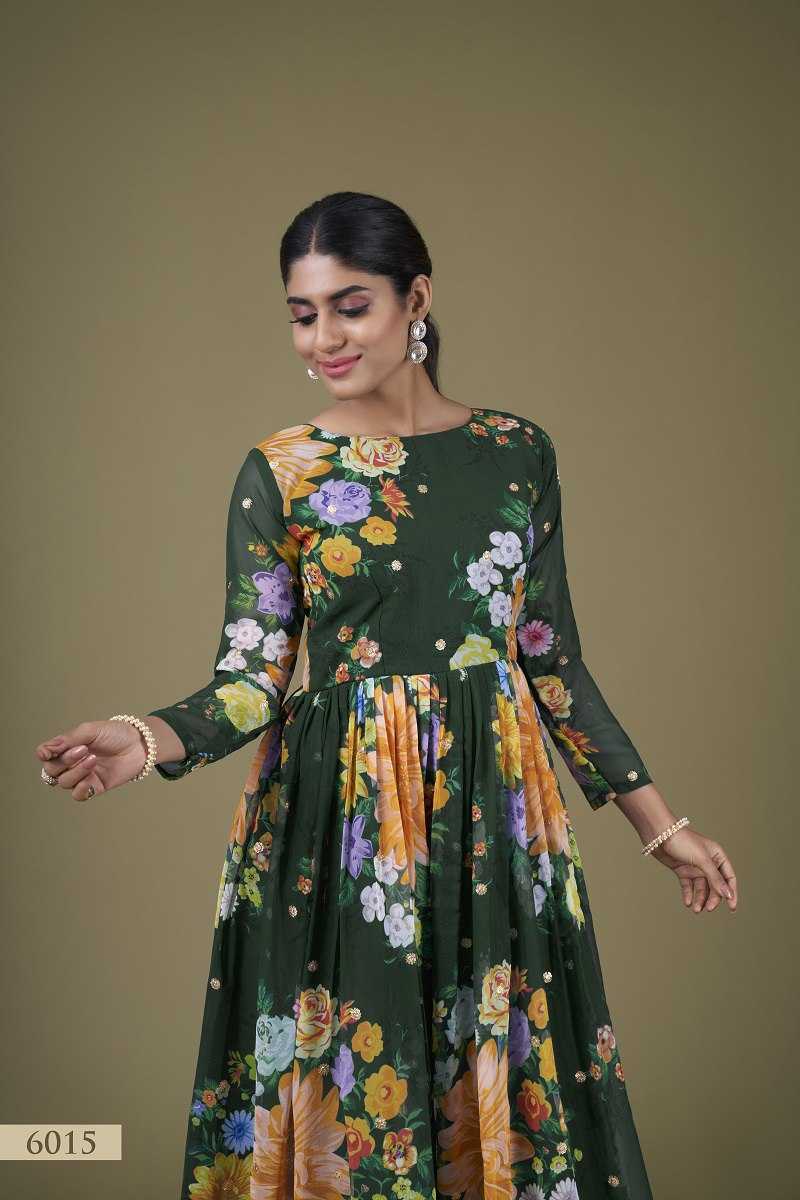 Ynf Faux Georgette RIN227 6015 Gowns Wedding Collections Festive Collections Wholesale Georgette Gown Party Wear Gowns Full Sleeve Gowns Manufacturer