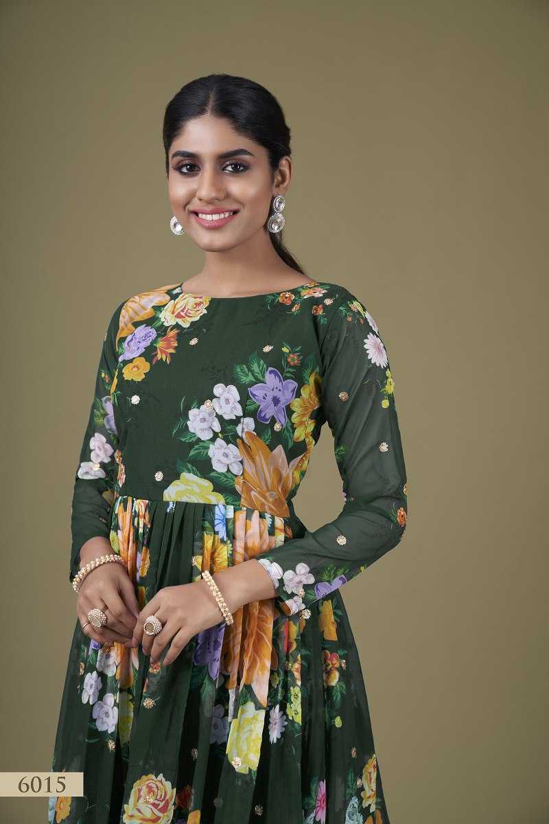 Ynf Faux Georgette RIN227 6015 Gowns Wedding Collections Festive Collections Wholesale Georgette Gown Party Wear Gowns Full Sleeve Gowns Manufacturer
