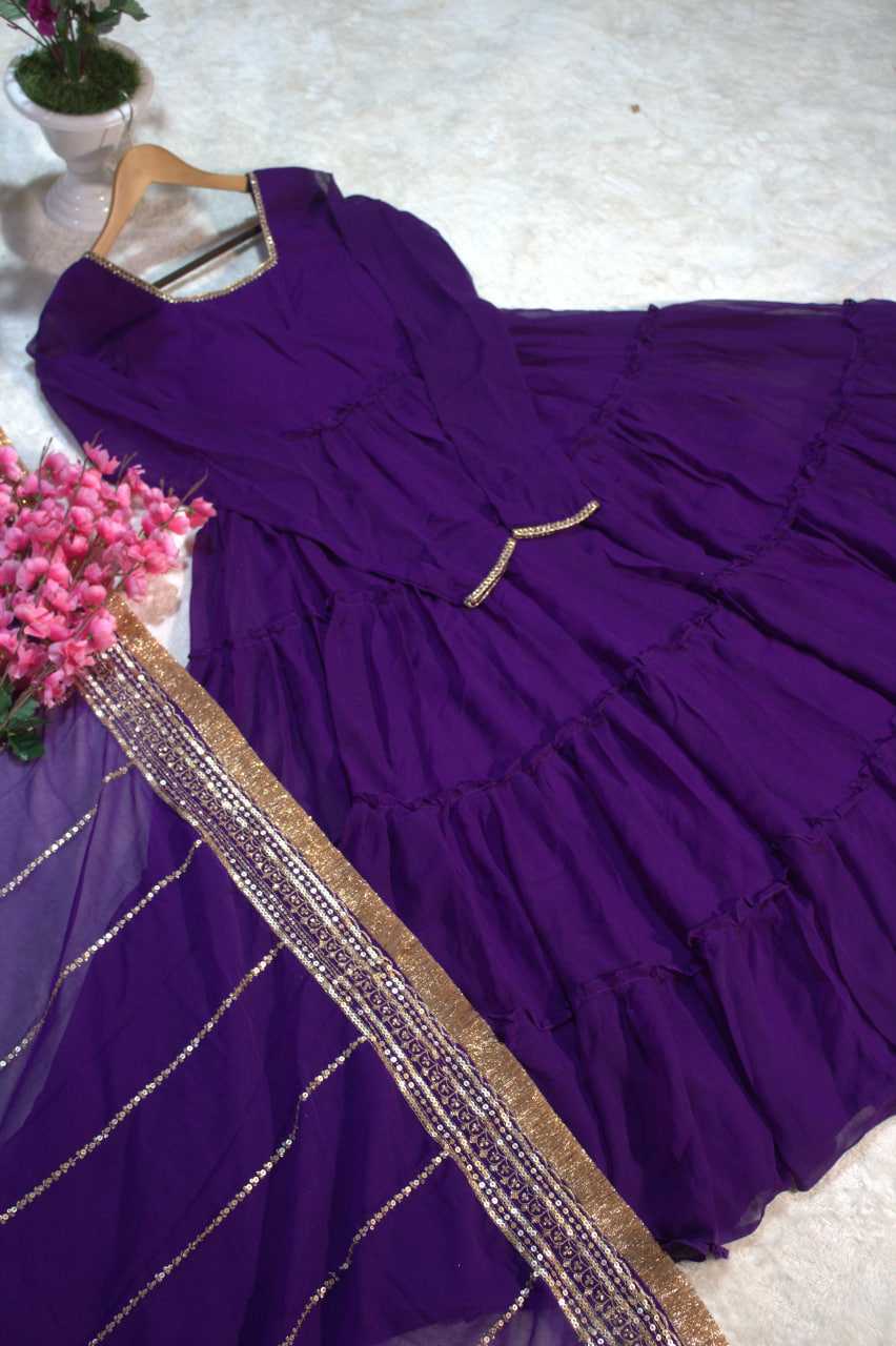 Ynf Faux Georgette RIN228 320 Gowns Wedding Collections Festive Collections Wholesale Georgette Gown Gown With Dupatta Lace Gowns Manufacturer