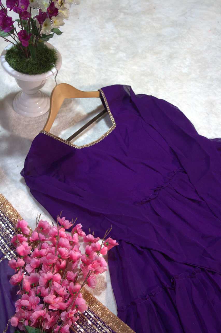 Ynf Faux Georgette RIN228 320 Gowns Wedding Collections Festive Collections Wholesale Georgette Gown Gown With Dupatta Lace Gowns Manufacturer