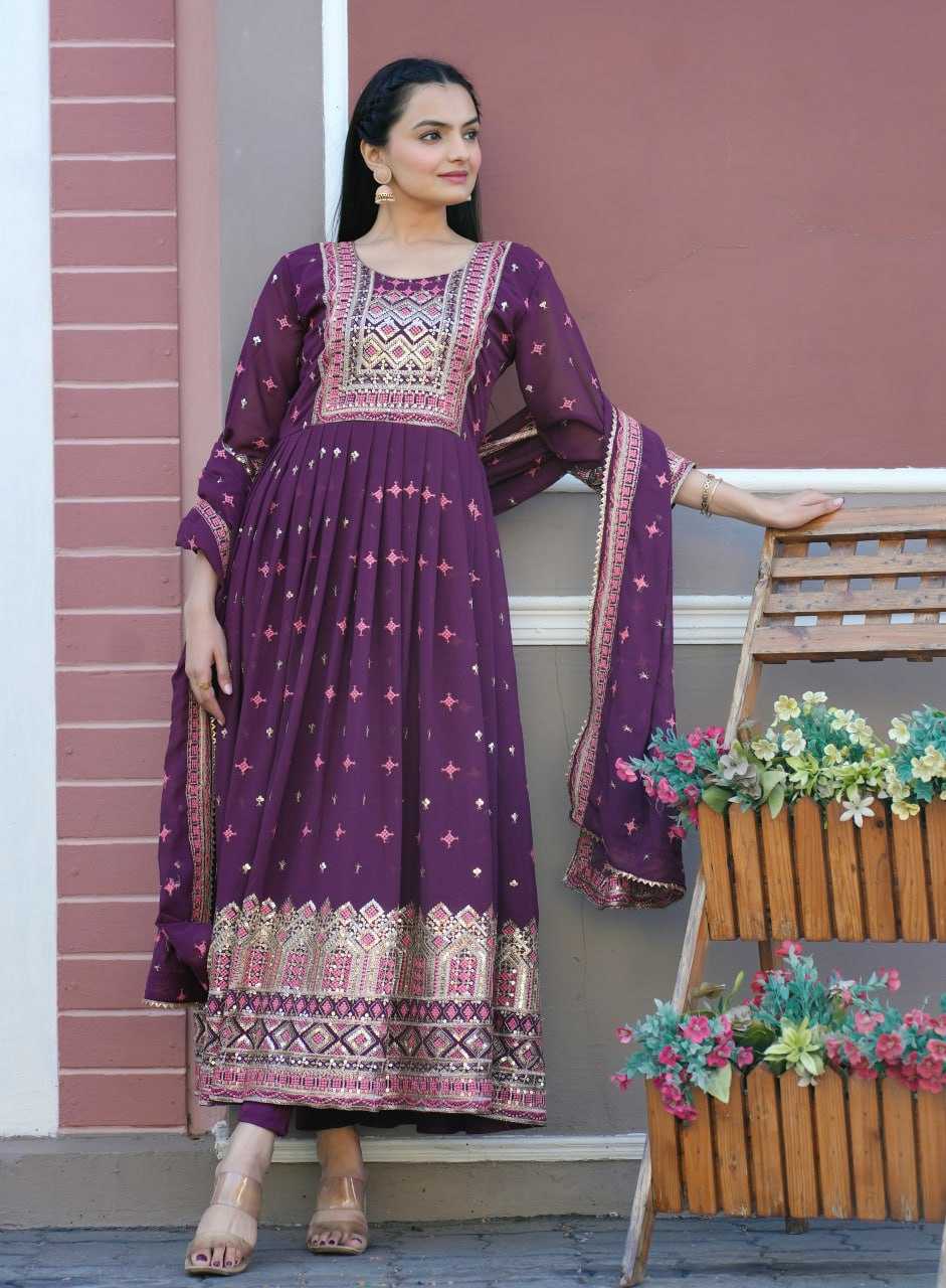 Ynf Faux Georgette RIN232 50 Gowns Wedding Collections Festive Collections Wholesale Georgette Gown Embroidered Gown Sequin Gowns Manufacturer