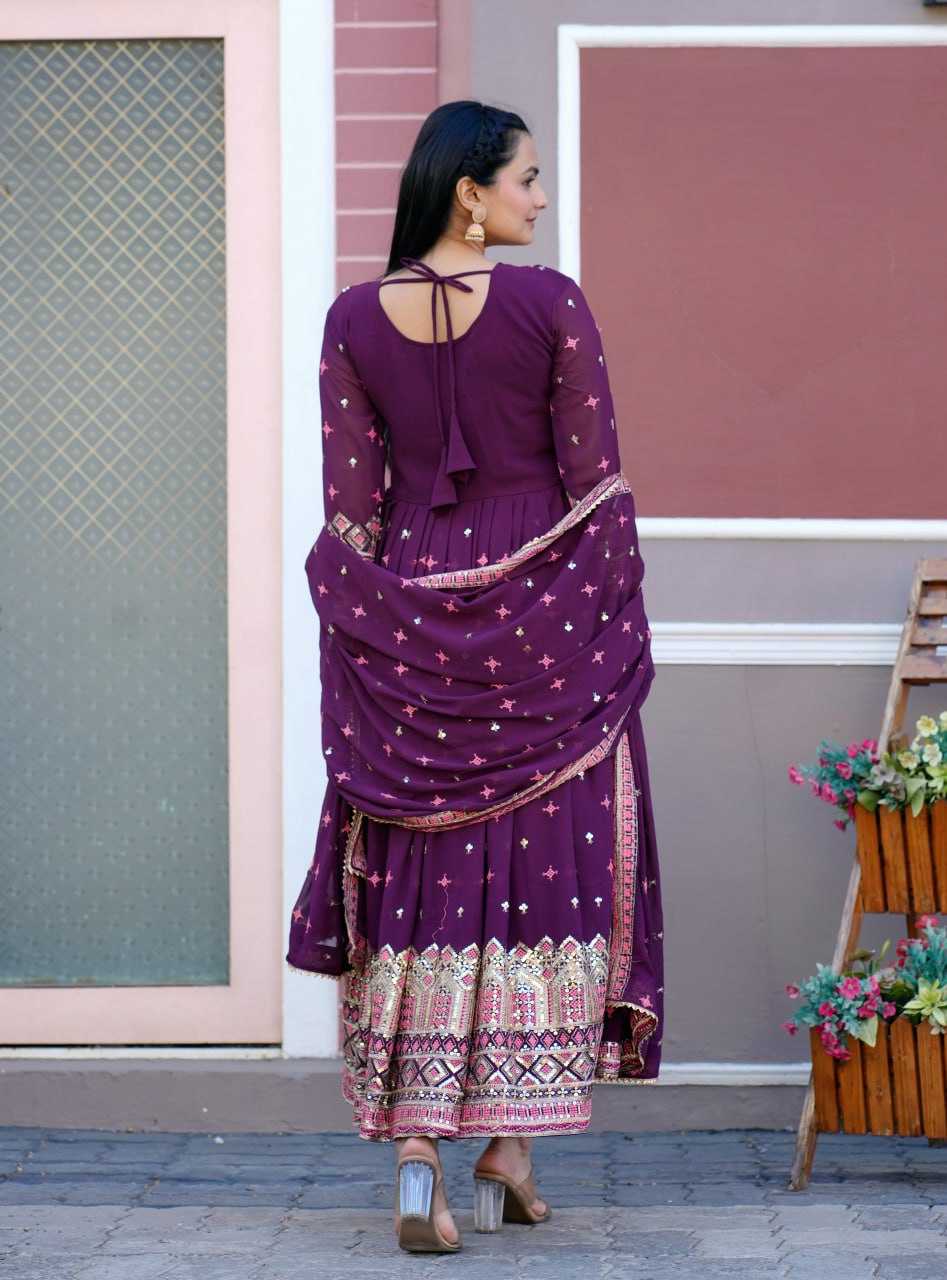 Ynf Faux Georgette RIN232 50 Gowns Wedding Collections Festive Collections Wholesale Georgette Gown Embroidered Gown Sequin Gowns Manufacturer