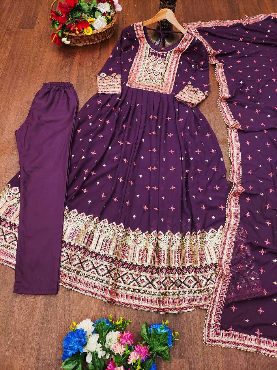Ynf Faux Georgette RIN232 50 Gowns Wedding Collections Festive Collections Wholesale Georgette Gown Embroidered Gown Sequin Gowns Manufacturer