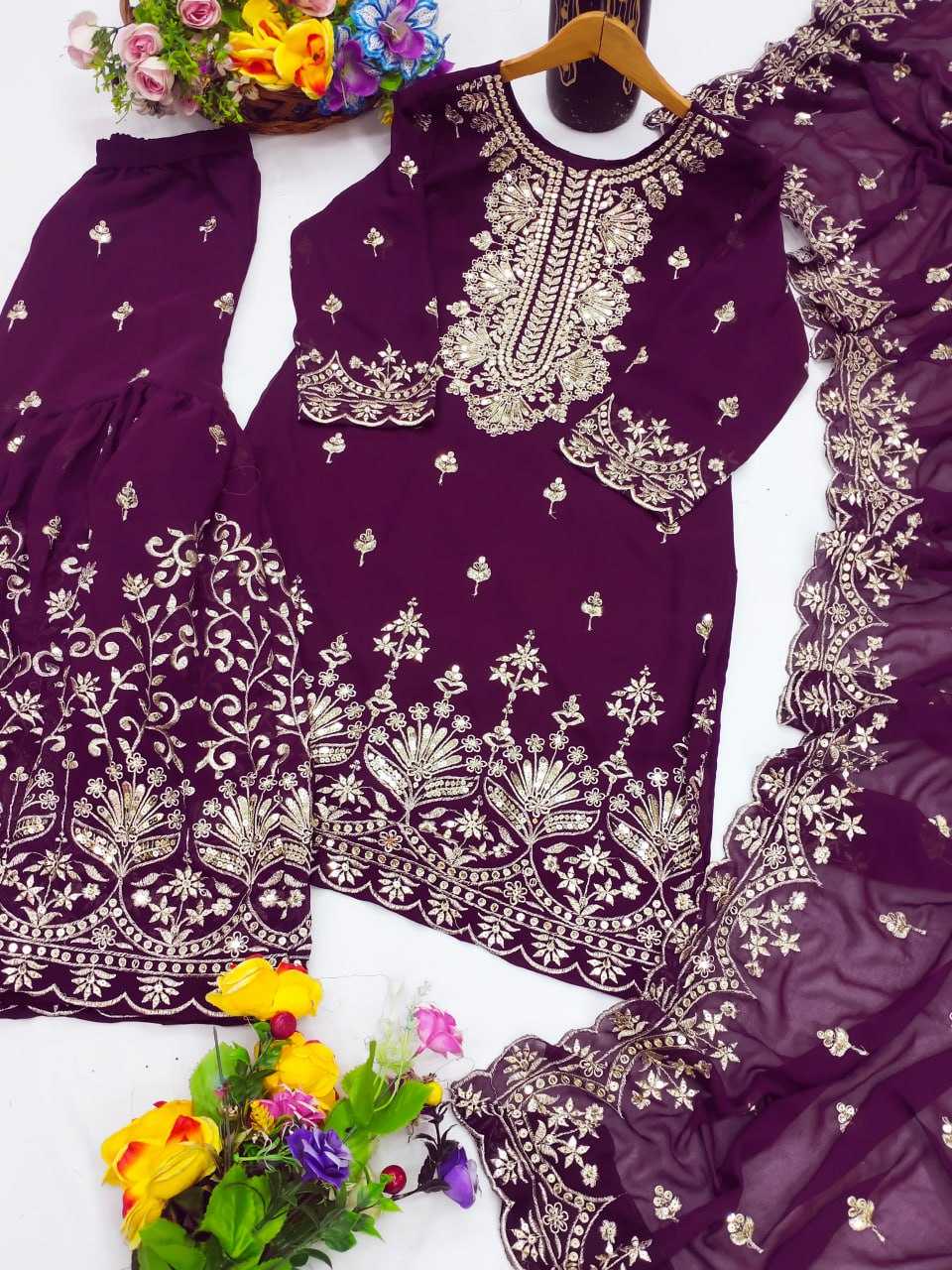 Ynf Faux Georgette RIN232 58 Suits & Dresses Wedding Collections Festive Collections Wholesale Georgette Suit Designer Suits Embroidered Suits Manufacturer