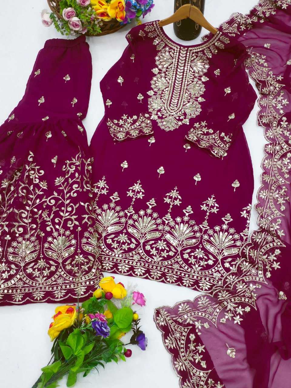 Ynf Faux Georgette RIN232 58 Suits & Dresses Wedding Collections Festive Collections Wholesale Georgette Suit Designer Suits Embroidered Suits Manufacturer