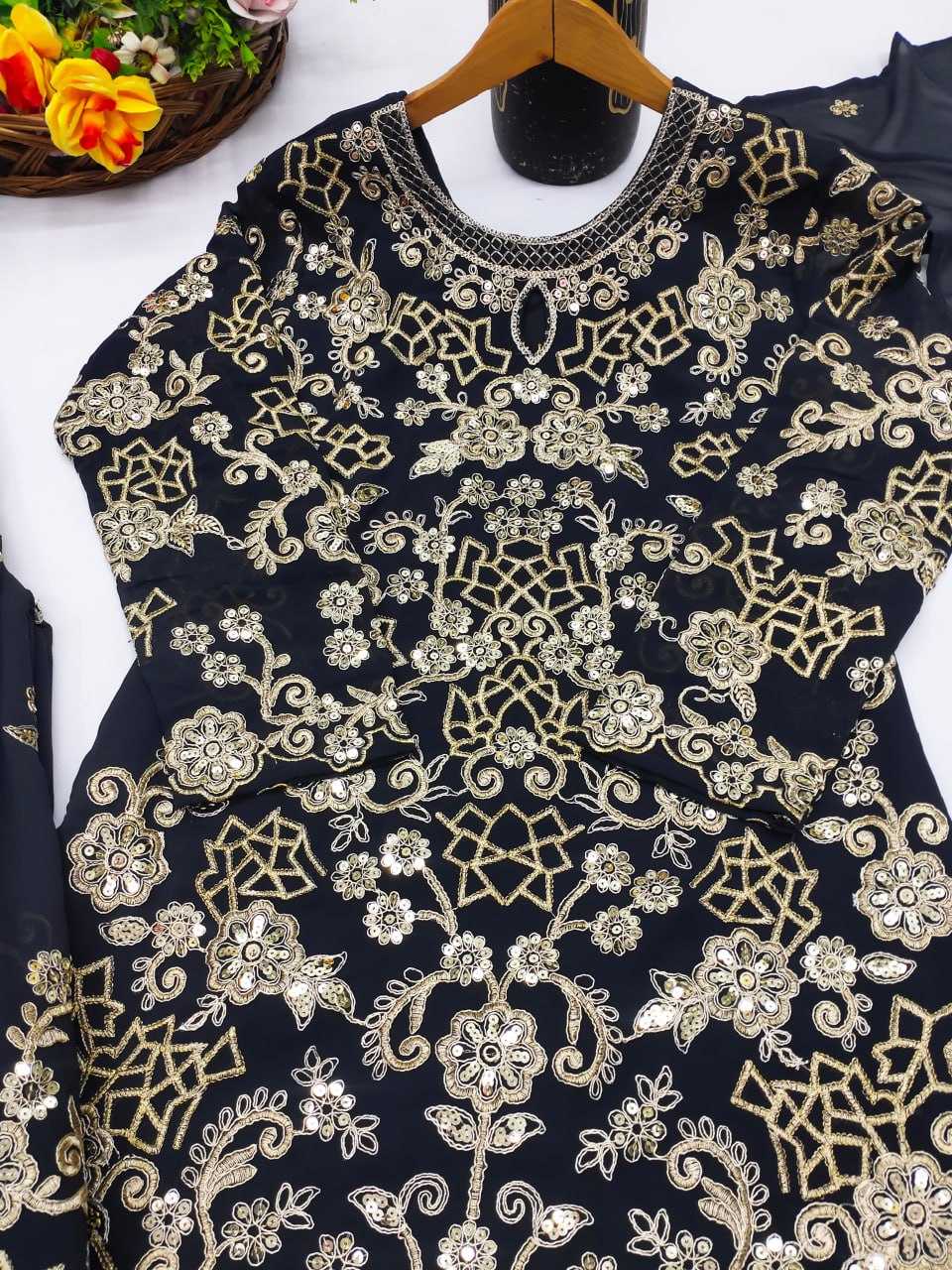 Ynf Faux Georgette RIN232 65 Suits & Dresses Wedding Collections Festive Collections Wholesale Sharara Salwar Suits Georgette Suit Embroidered Suits Manufacturer