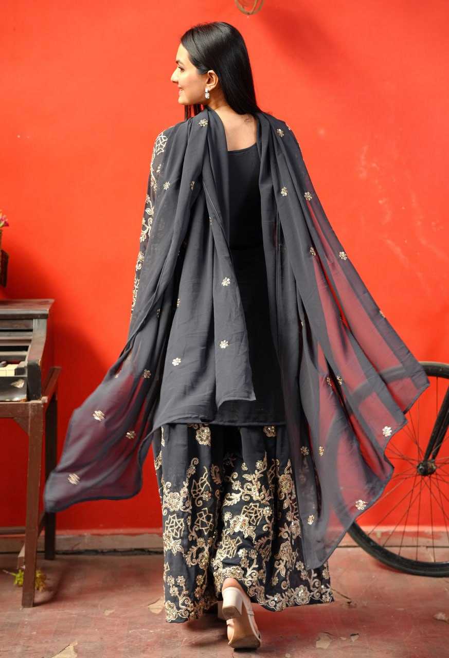 Ynf Faux Georgette RIN232 65 Suits & Dresses Wedding Collections Festive Collections Wholesale Sharara Salwar Suits Georgette Suit Embroidered Suits Manufacturer