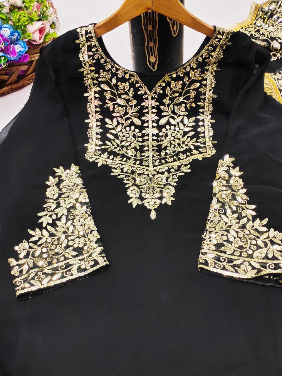 Ynf Faux Georgette RIN232 67 Suits & Dresses Wedding Collections Festive Collections Wholesale Sharara Salwar Suits Georgette Suit Embroidered Suits Manufacturer
