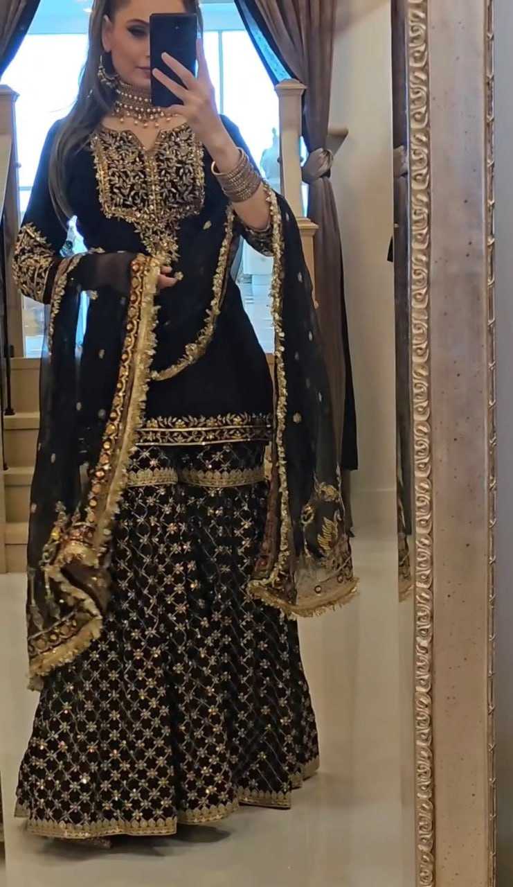 Ynf Faux Georgette RIN232 67 Suits & Dresses Wedding Collections Festive Collections Wholesale Sharara Salwar Suits Georgette Suit Embroidered Suits Manufacturer