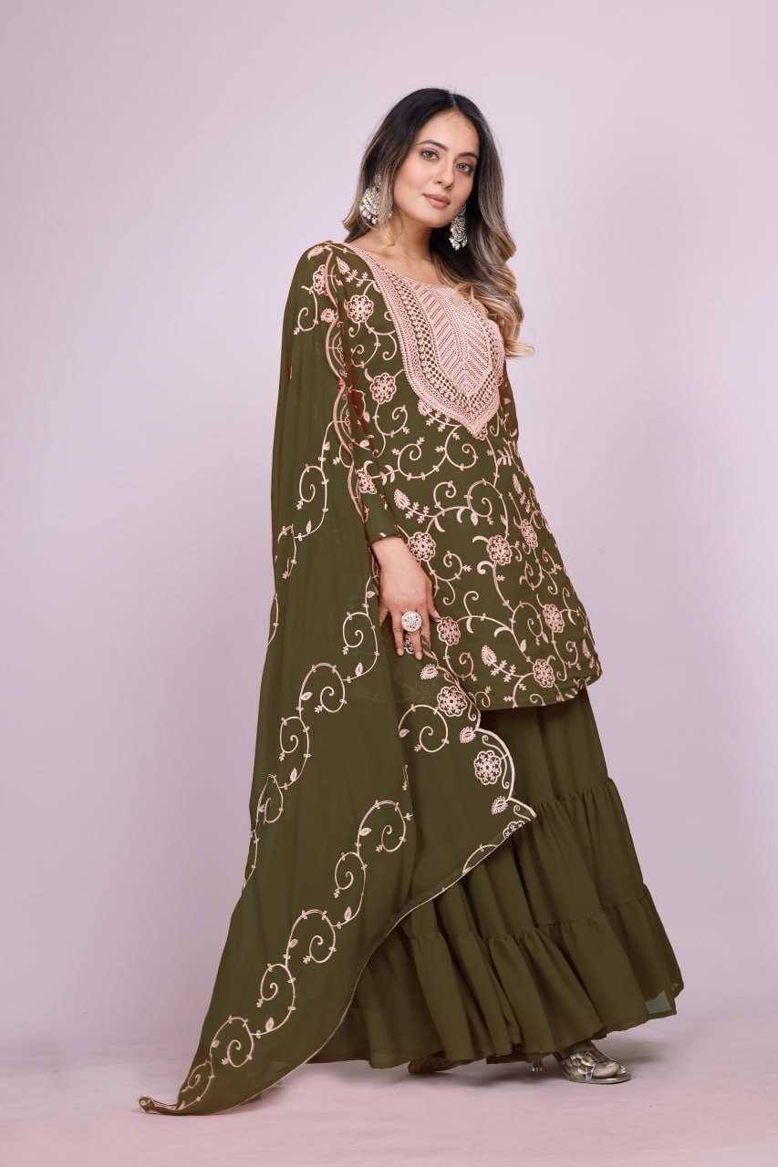 Ynf Faux Georgette RIN232 71 Suits & Dresses Wedding Collections Festive Collections Wholesale Sharara Salwar Suits Georgette Suit Embroidered Suits Manufacturer