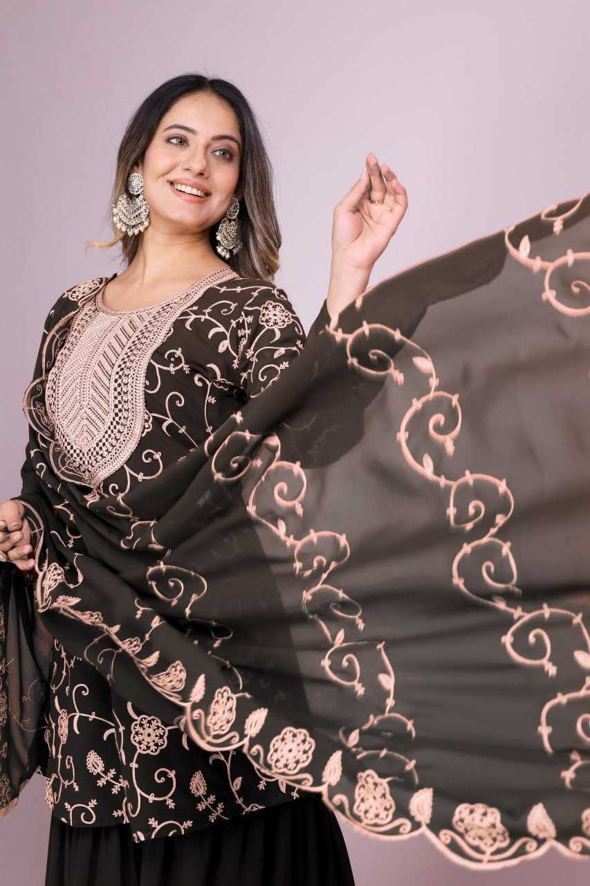 Ynf Faux Georgette RIN232 71 Suits & Dresses Wedding Collections Festive Collections Wholesale Sharara Salwar Suits Georgette Suit Embroidered Suits Manufacturer