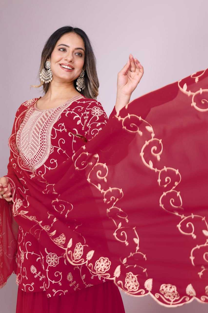 Ynf Faux Georgette RIN232 71 Suits & Dresses Wedding Collections Festive Collections Wholesale Sharara Salwar Suits Georgette Suit Embroidered Suits Manufacturer