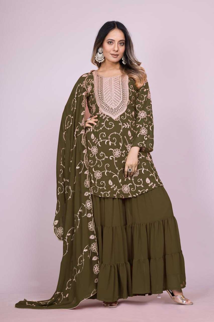 Ynf Faux Georgette RIN232 71 Suits & Dresses Wedding Collections Festive Collections Wholesale Sharara Salwar Suits Georgette Suit Embroidered Suits Manufacturer