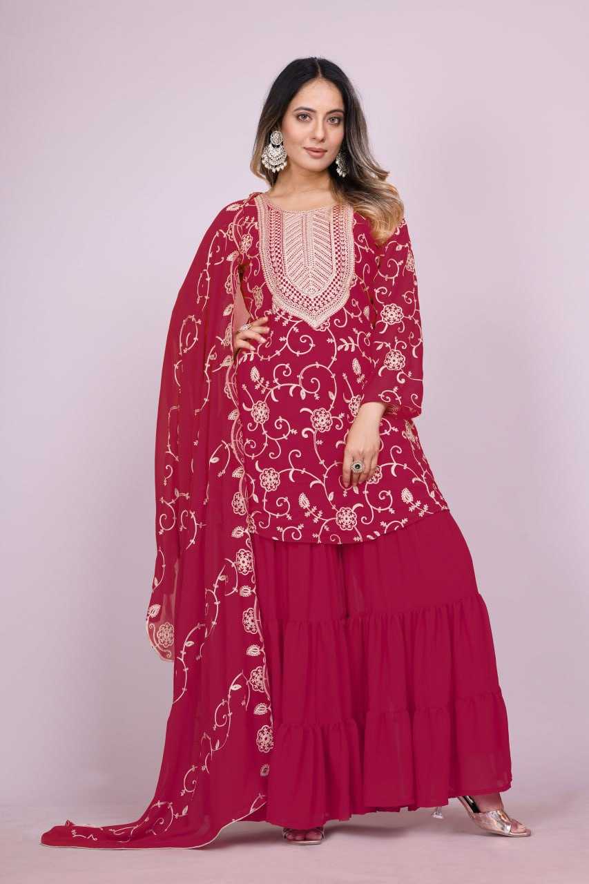 Ynf Faux Georgette RIN232 71 Suits & Dresses Wedding Collections Festive Collections Wholesale Sharara Salwar Suits Georgette Suit Embroidered Suits Manufacturer