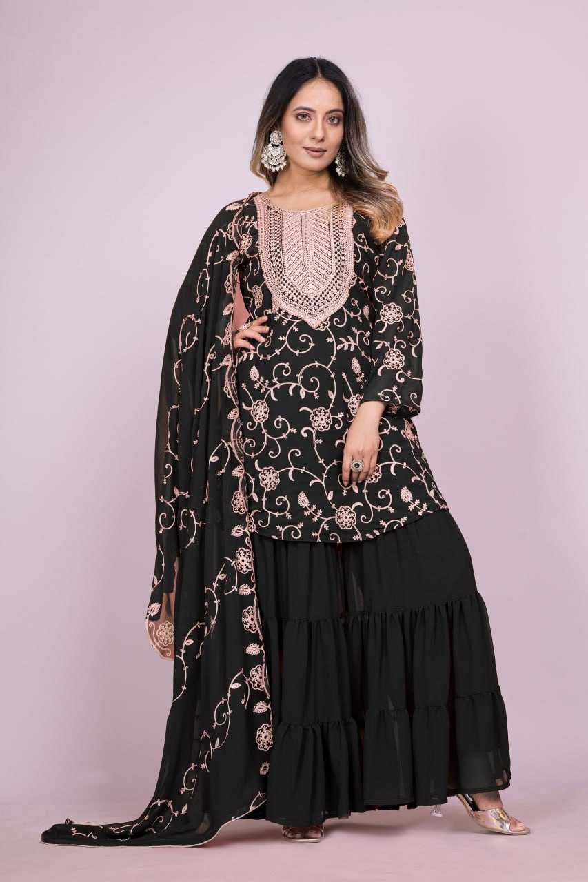 Ynf Faux Georgette RIN232 71 Suits & Dresses Wedding Collections Festive Collections Wholesale Sharara Salwar Suits Georgette Suit Embroidered Suits Manufacturer