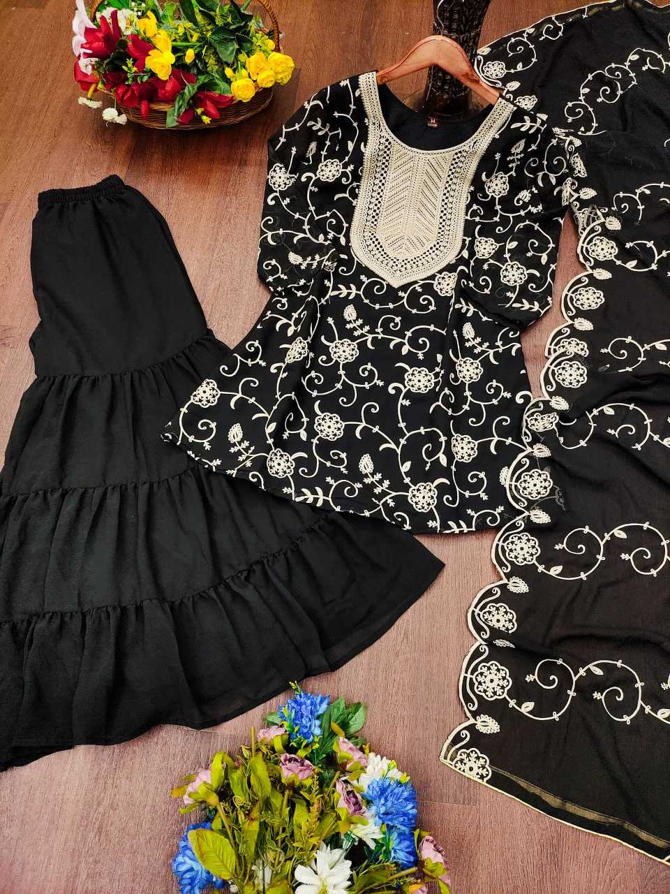 Ynf Faux Georgette RIN232 71 Suits & Dresses Wedding Collections Festive Collections Wholesale Sharara Salwar Suits Georgette Suit Embroidered Suits Manufacturer