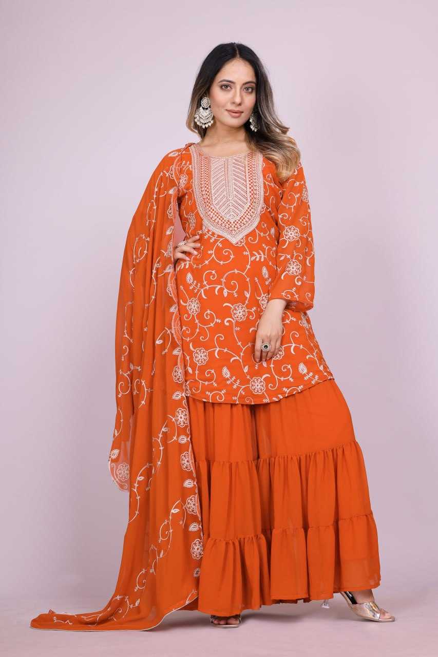 Ynf Faux Georgette RIN232 71 Suits & Dresses Wedding Collections Festive Collections Wholesale Sharara Salwar Suits Georgette Suit Embroidered Suits Manufacturer