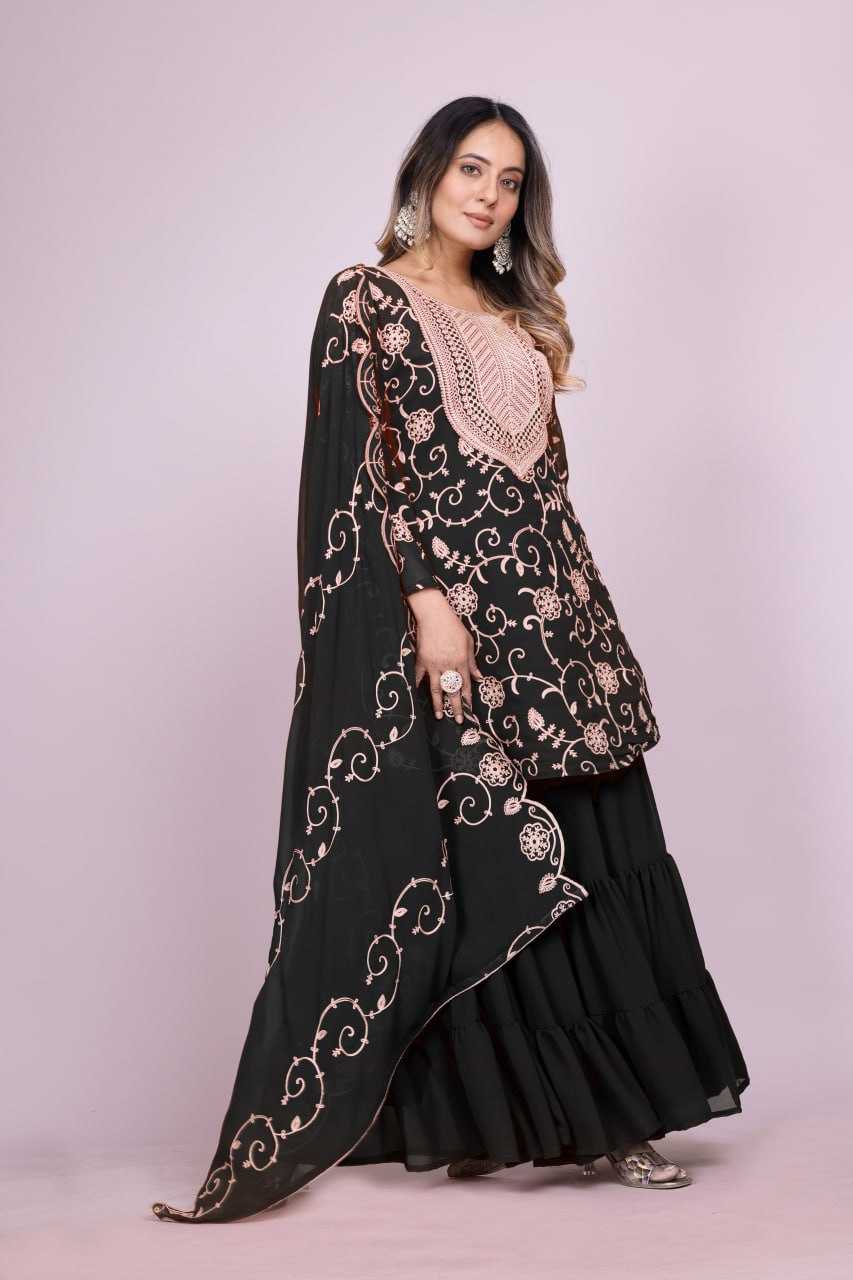 Ynf Faux Georgette RIN232 71 Suits & Dresses Wedding Collections Festive Collections Wholesale Sharara Salwar Suits Georgette Suit Embroidered Suits Manufacturer
