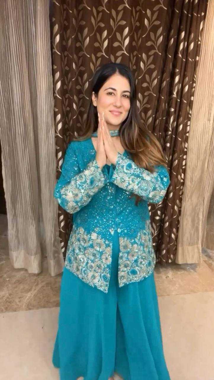 Ynf Faux Georgette RIN232 72 Suits & Dresses Wedding Collections Festive Collections Wholesale Palazzo Suit Designer Suits Embroidered Suits Manufacturer