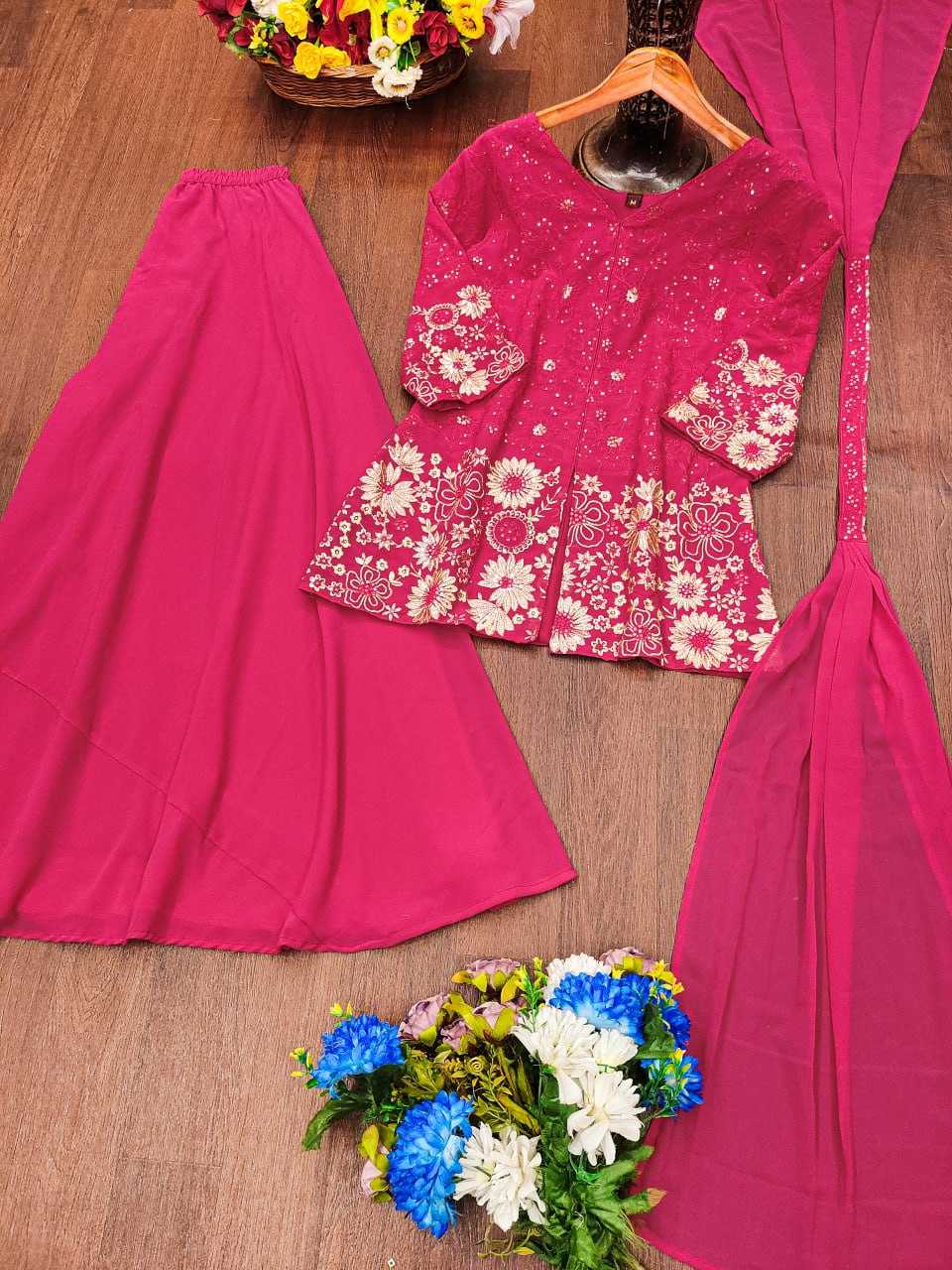 Ynf Faux Georgette RIN232 72 Suits & Dresses Wedding Collections Festive Collections Wholesale Palazzo Suit Designer Suits Embroidered Suits Manufacturer