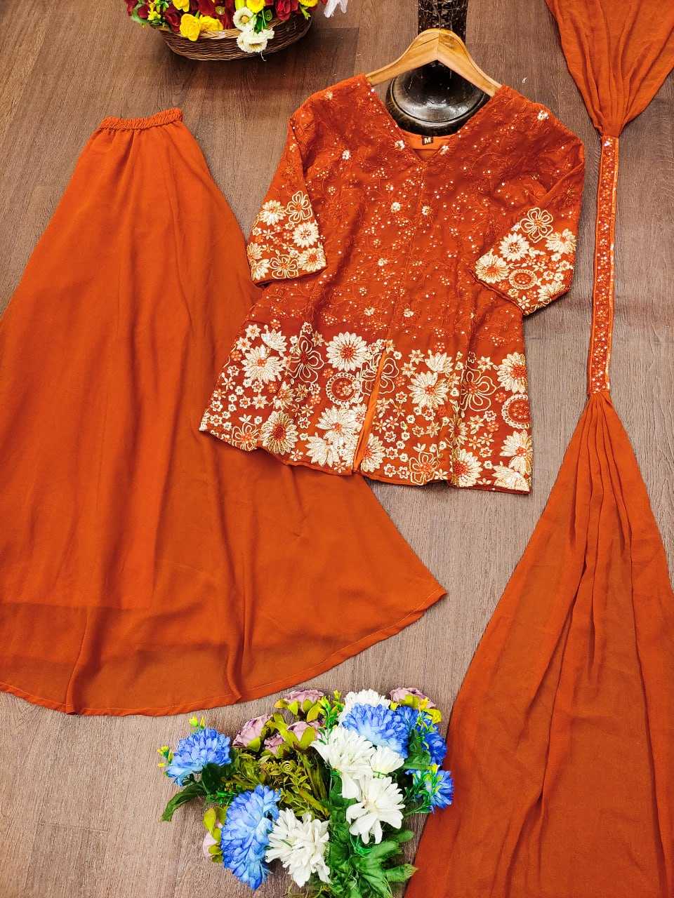 Ynf Faux Georgette RIN232 72 Suits & Dresses Wedding Collections Festive Collections Wholesale Palazzo Suit Designer Suits Embroidered Suits Manufacturer