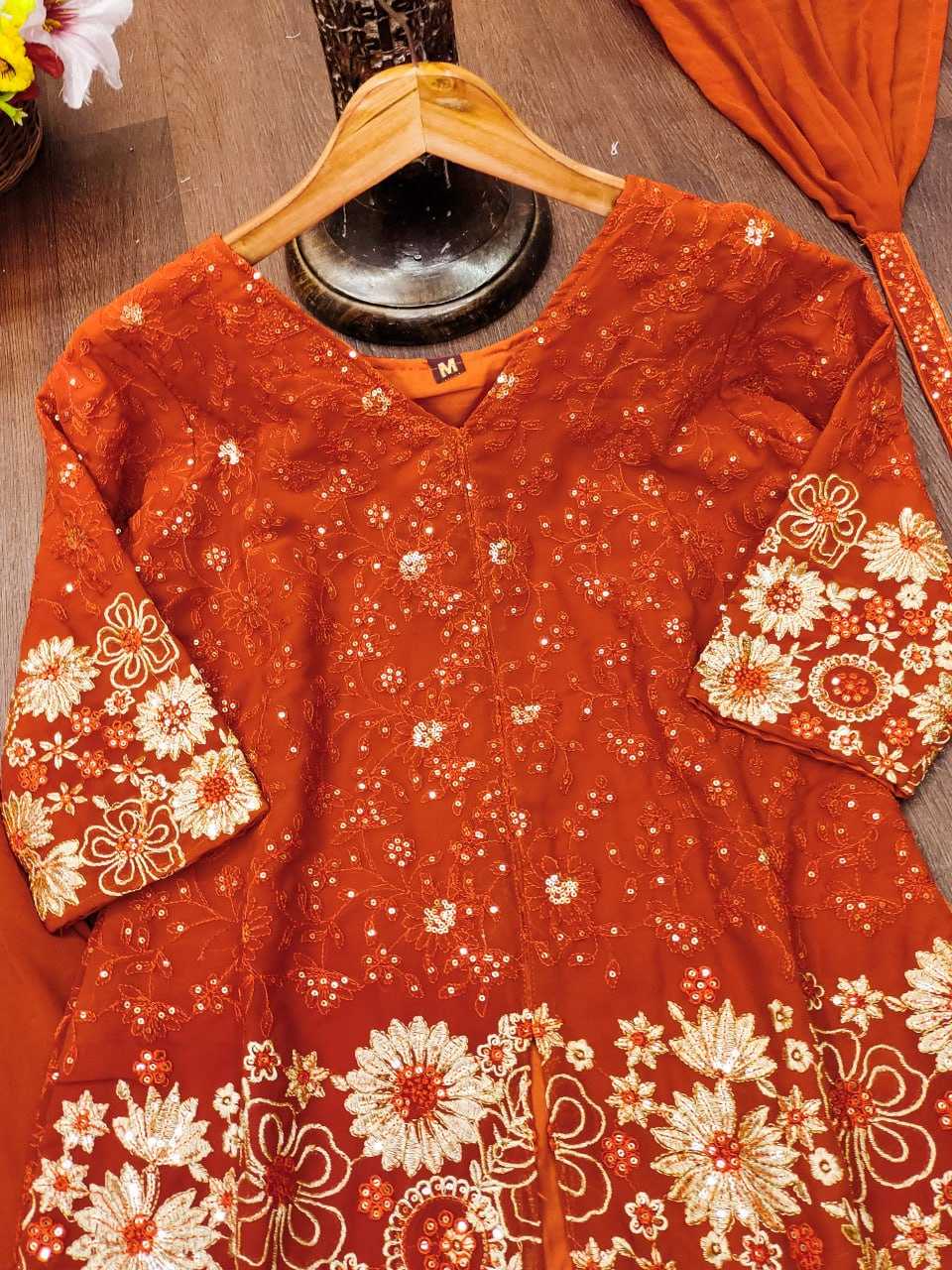 Ynf Faux Georgette RIN232 72 Suits & Dresses Wedding Collections Festive Collections Wholesale Palazzo Suit Designer Suits Embroidered Suits Manufacturer
