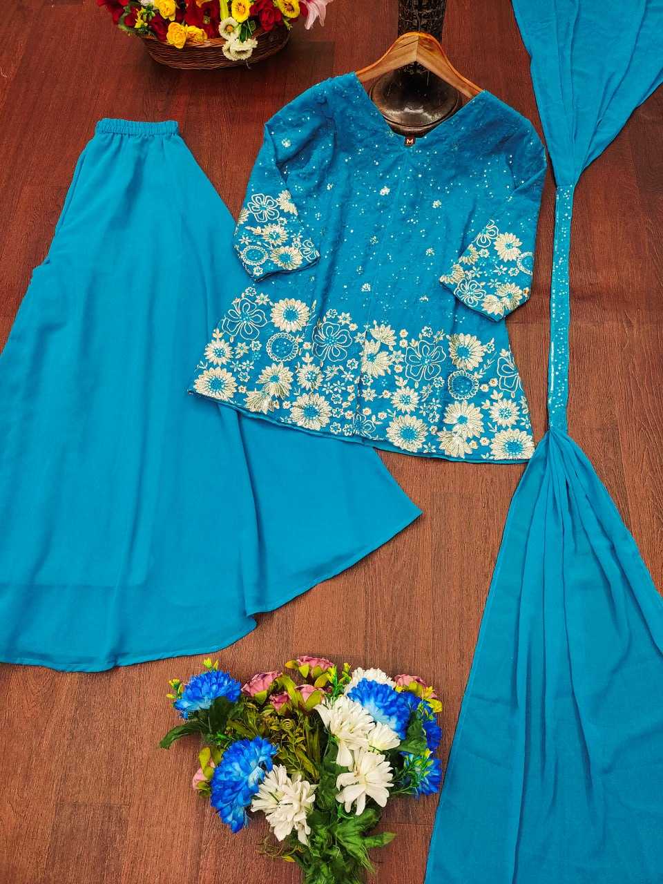 Ynf Faux Georgette RIN232 72 Suits & Dresses Wedding Collections Festive Collections Wholesale Palazzo Suit Designer Suits Embroidered Suits Manufacturer