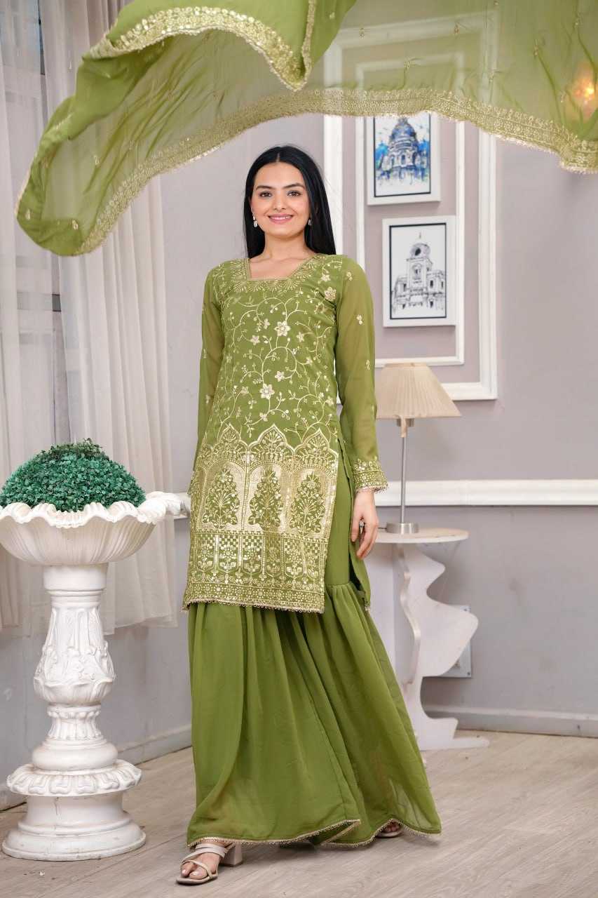 Ynf Faux Georgette RIN232 85 Suits & Dresses Wholesale Sharara Salwar Suits Embroidery Suits Manufacturer