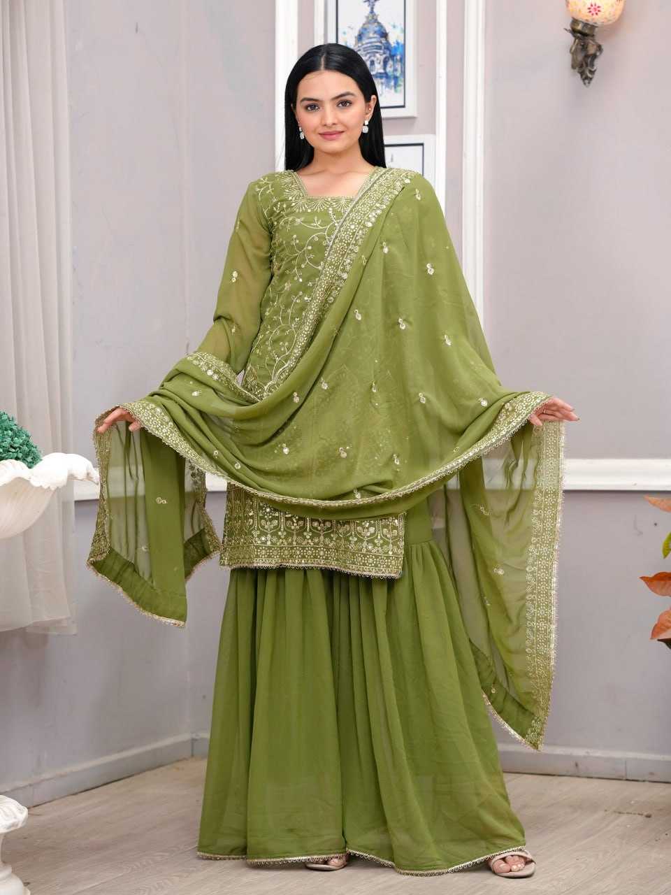 Ynf Faux Georgette RIN232 85 Suits & Dresses Wholesale Sharara Salwar Suits Embroidery Suits Manufacturer