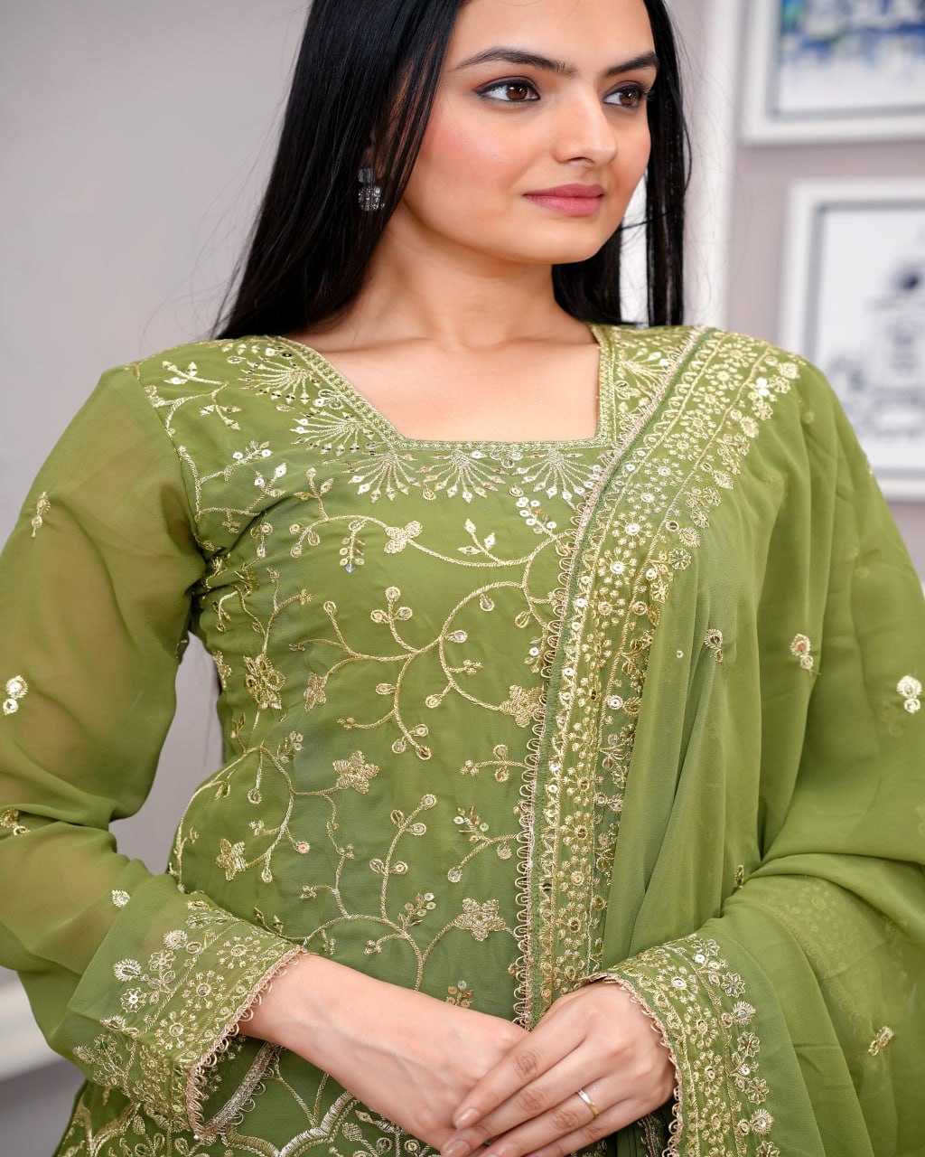 Ynf Faux Georgette RIN232 85 Suits & Dresses Wholesale Sharara Salwar Suits Embroidery Suits Manufacturer