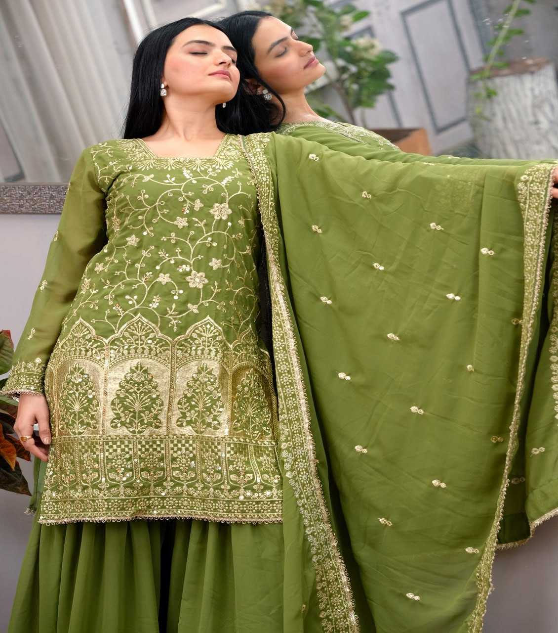 Ynf Faux Georgette RIN232 85 Suits & Dresses Wholesale Sharara Salwar Suits Embroidery Suits Manufacturer