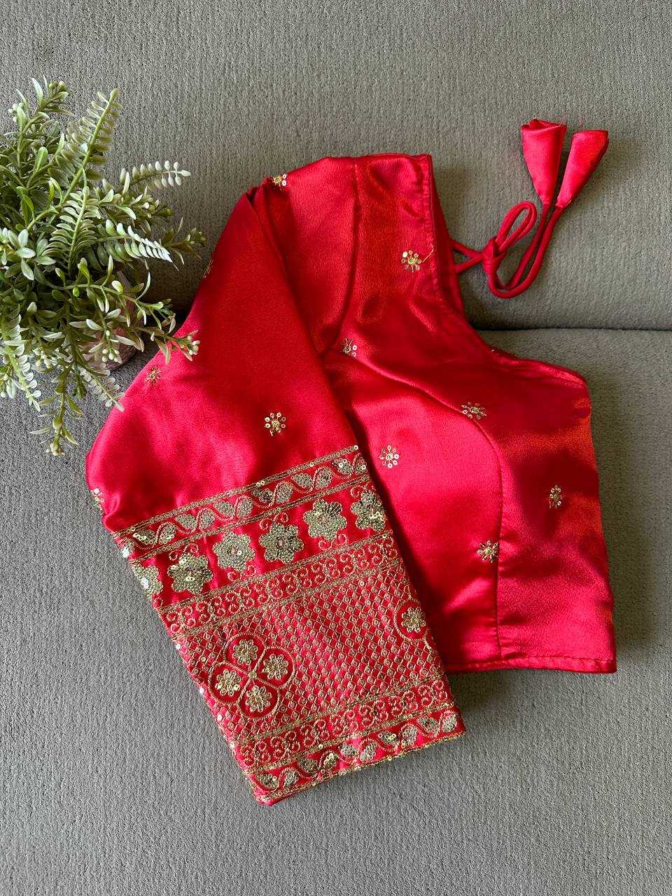 Ynf Gajji Silk KESH437 Semi Gaji Silk -1 Readymade Blouses Wholesale Sequence Embroidery Blouse Designer Blouse Silk Blouse Manufacturer