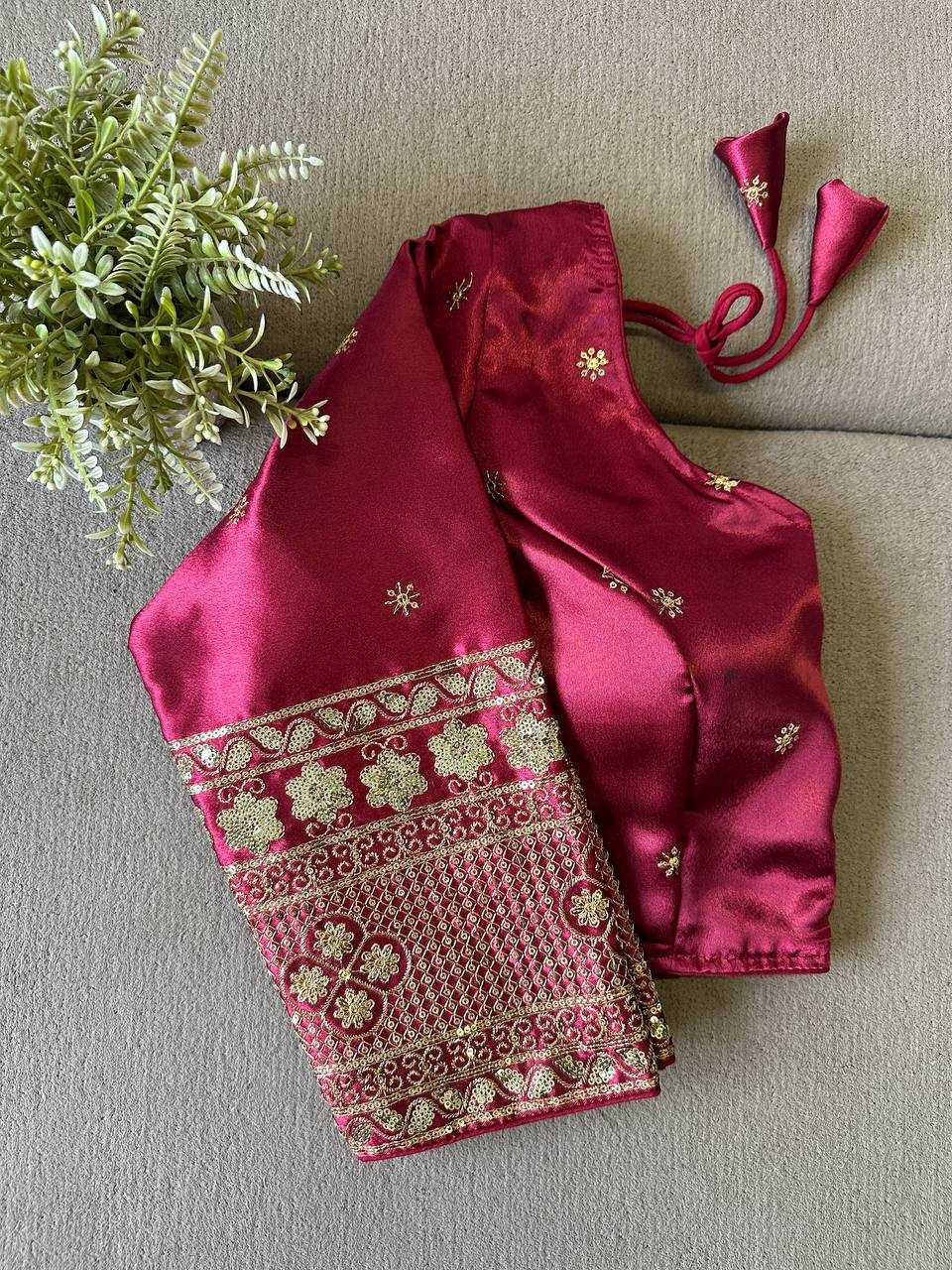 Ynf Gajji Silk KESH437 Semi Gaji Silk -1 Readymade Blouses Wholesale Sequence Embroidery Blouse Designer Blouse Silk Blouse Manufacturer