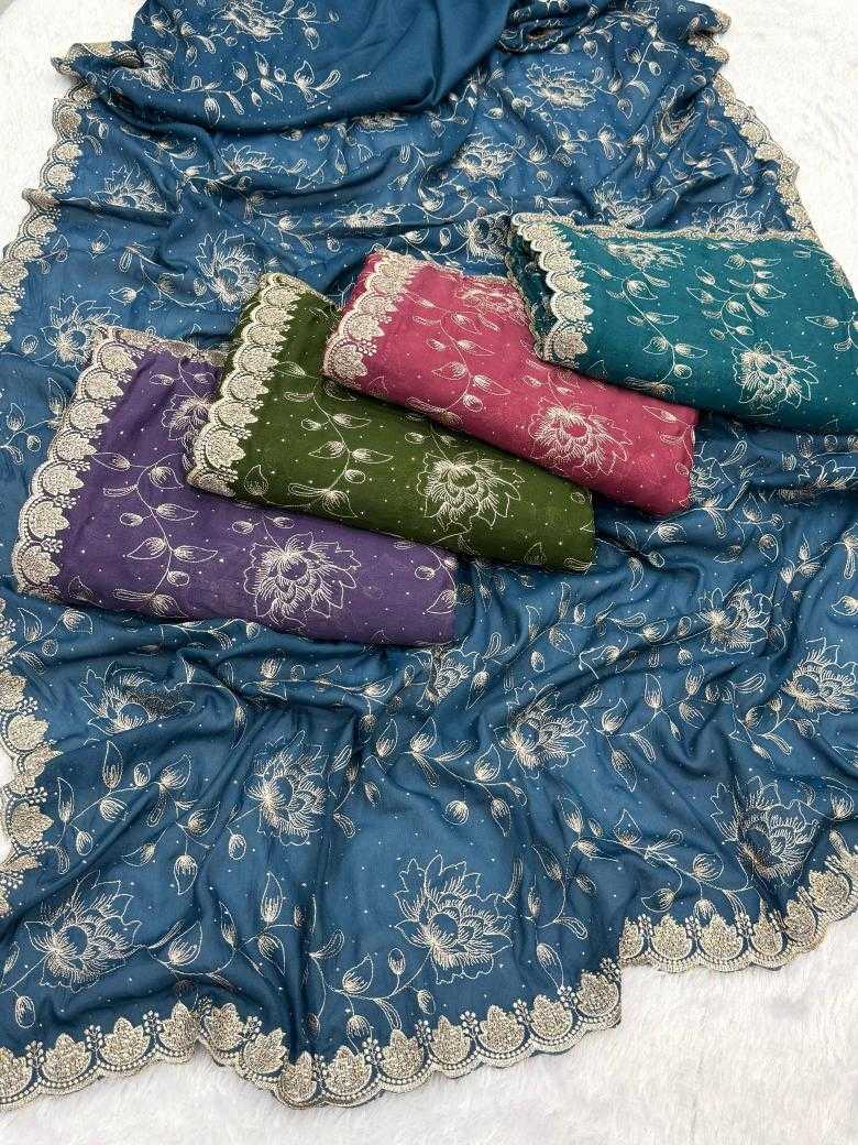 Ynf Georgette KESH114 3499 Sarees Wholesale Georgette Sarees Stone Work Saree Zari Border Sarees Manufacturer