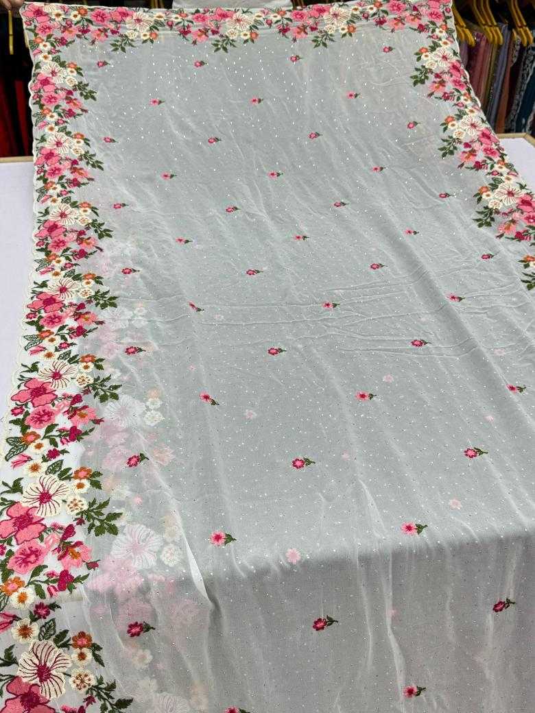 Ynf Georgette KESH114 4317 Sarees Wholesale Georgette Sarees Embroidered Sarees Stone Work Saree Manufacturer
