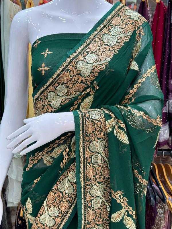 Ynf Georgette KESH114 6260 Sarees Wedding Collections Wholesale Georgette Sarees Stone Work Saree Zari Border Sarees Manufacturer