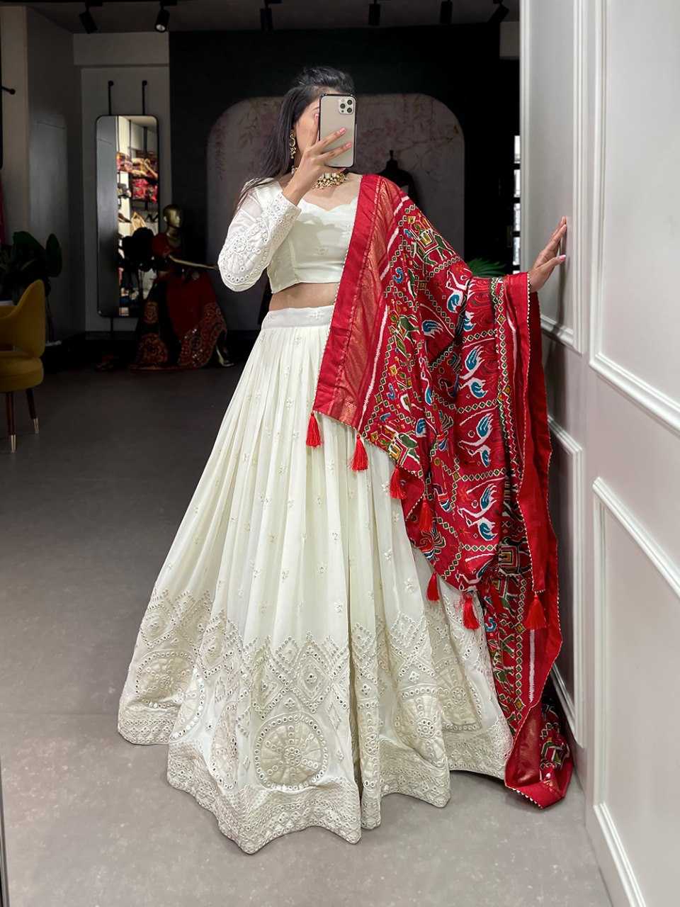 Ynf Georgette KESH134 1500 Lehengas Wedding Collections Festive Collections Wholesale Georgette Lehenga Mirror Work Lehenga Onam Collections Manufacturer