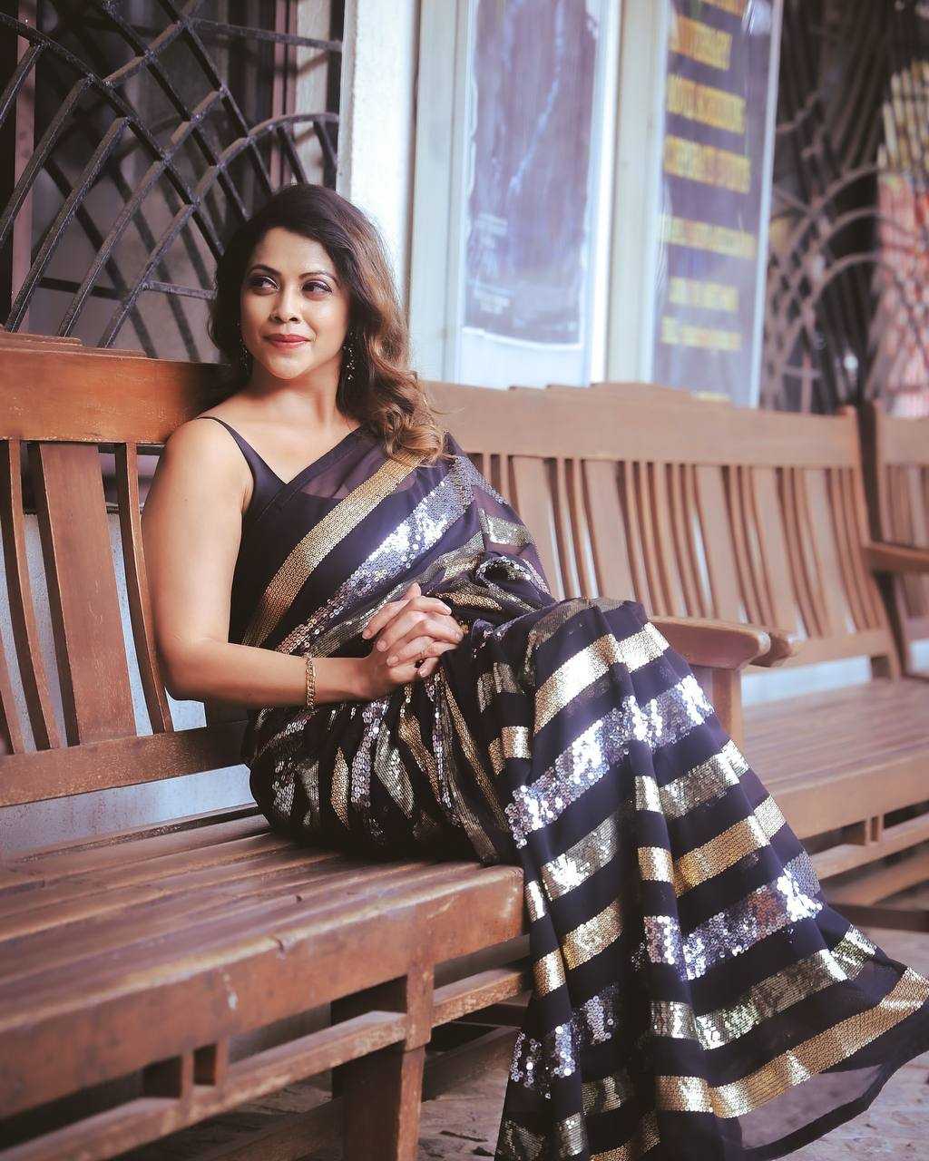 Ynf Georgette KESH151 5476 Sarees Wholesale Party Wear Sarees Fancy Sarees Sequins Work Saree Manufacturer