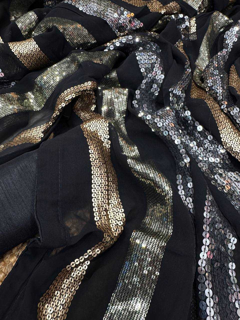 Ynf Georgette KESH151 5476 Sarees Wholesale Party Wear Sarees Fancy Sarees Sequins Work Saree Manufacturer